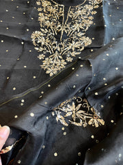 Black Suit Set with Mukaish Badla Handwork in Pure Organza - Masakalee