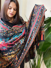 Black Woven Kaani Jaal Pashmina Shawl - Masakalee