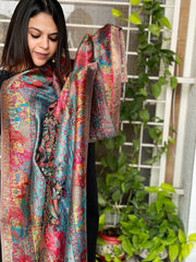 Black Woven Pure Silk Kaani Dupatta - Masakalee