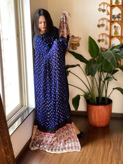 Blue Bandhani with Ajrakh Dupatta in Modal Silk - Masakalee