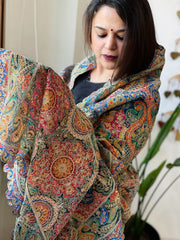 Blue Chinon Dupatta with Aari Embroidery - Masakalee