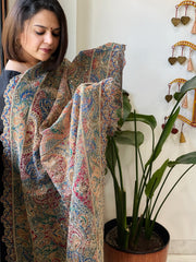 Blue Chinon Dupatta with Aari Embroidery - Masakalee