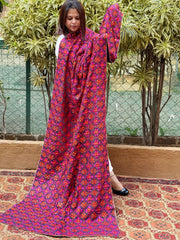 Blue Designer Phulkari Dupatta in Chinon - Masakalee
