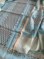 Blue Handblock Printed Suit Set in Mul Cotton - Masakalee