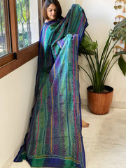 Blue Handmade Kantha Dupatta in Silk - Masakalee