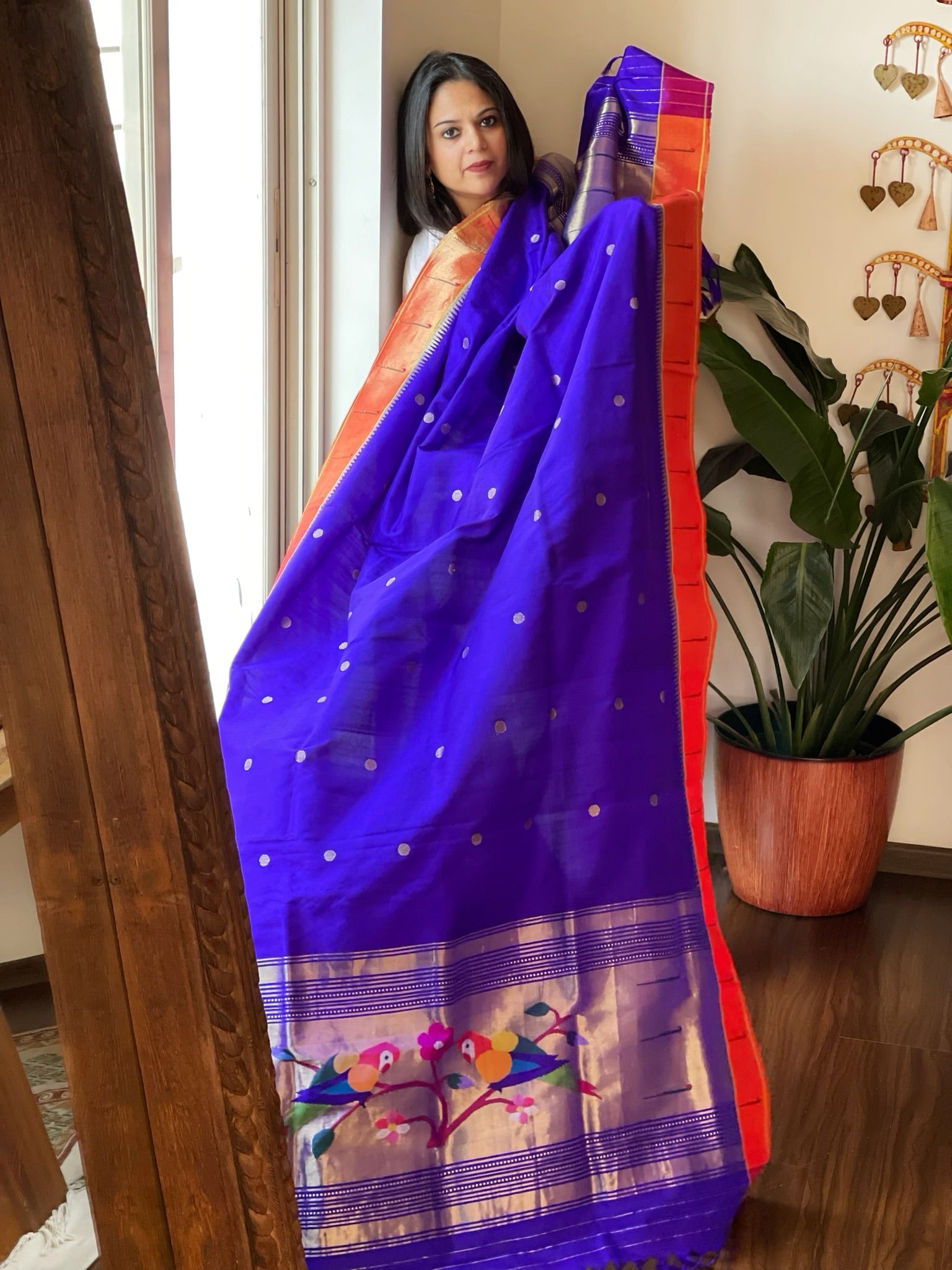 Blue Handwoven Paithani Dupatta in Pure Silk - Masakalee