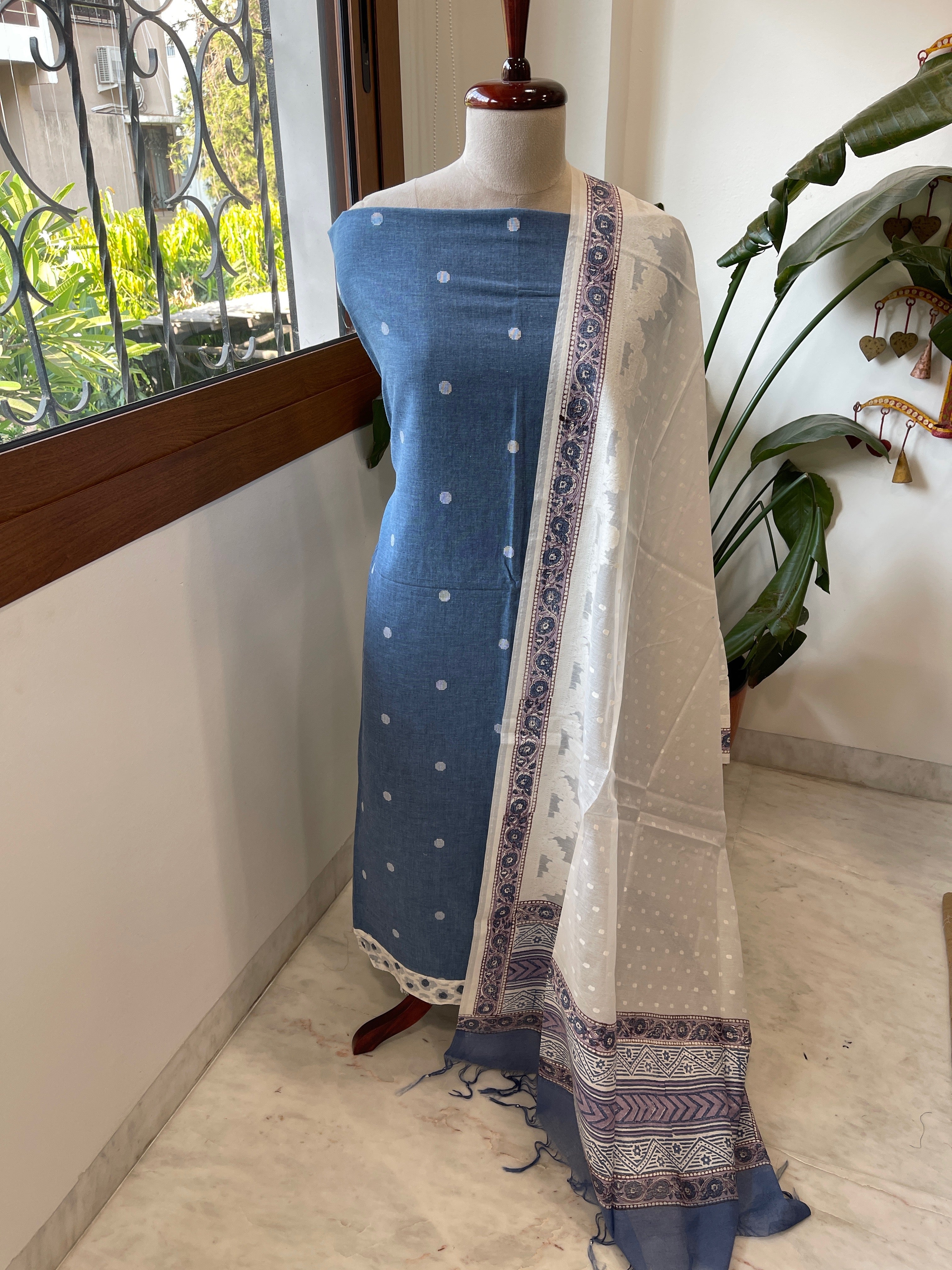 Blue Handwoven Suit Sets in Pure Cotton - Masakalee