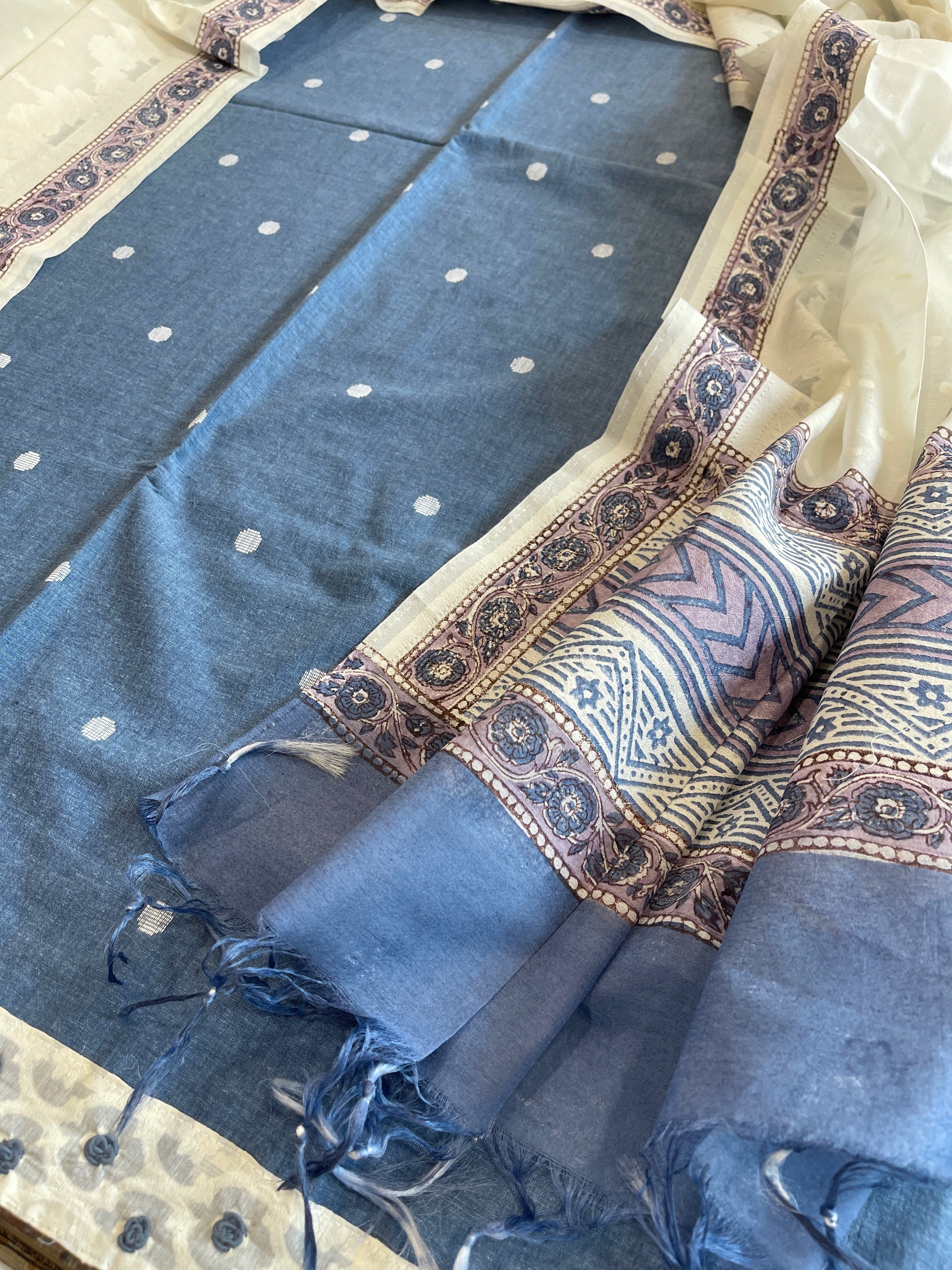 Blue Handwoven Suit Sets in Pure Cotton - Masakalee