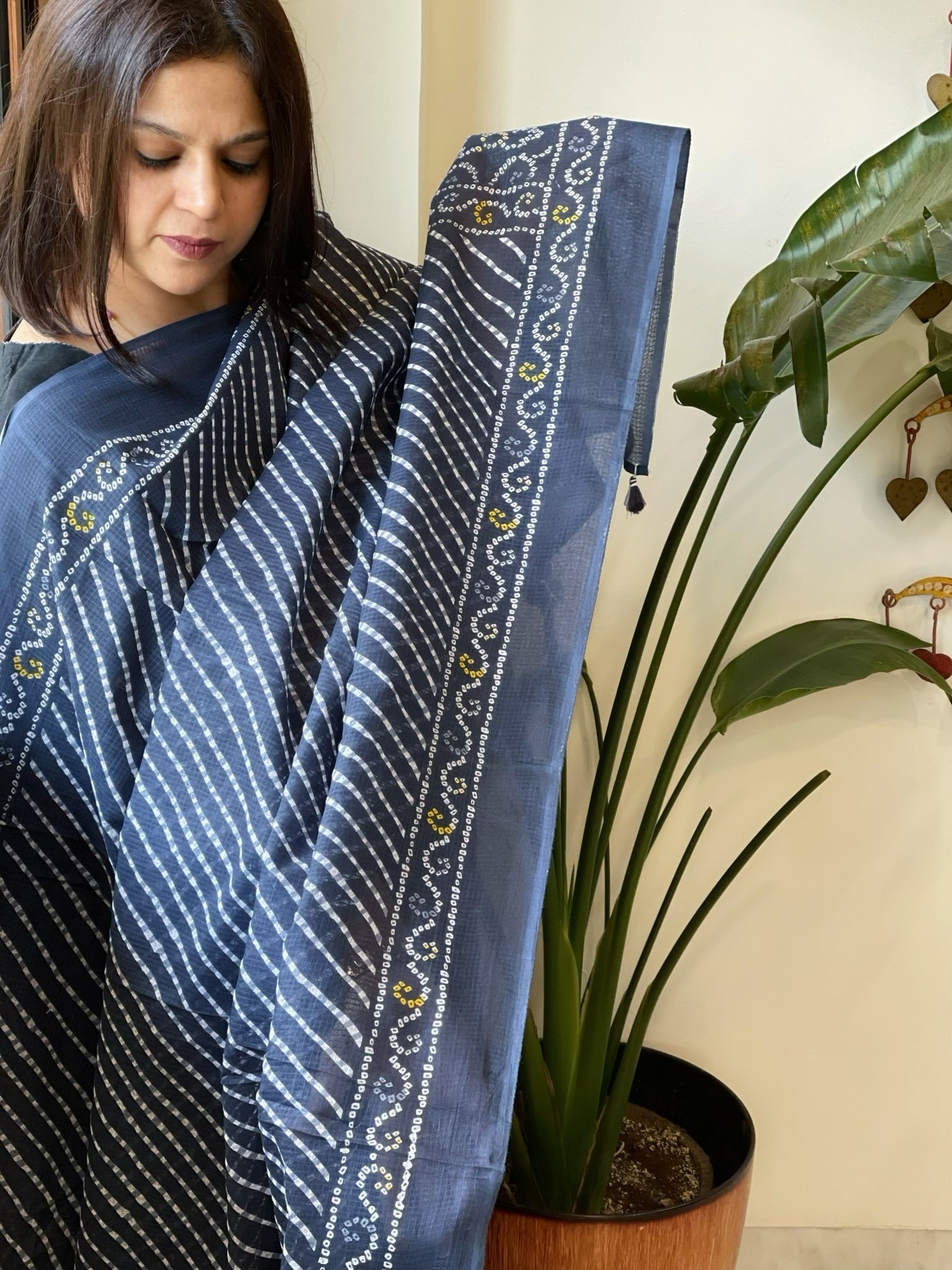 Blue Kota Cotton Handblock Printed Dupatta - Masakalee