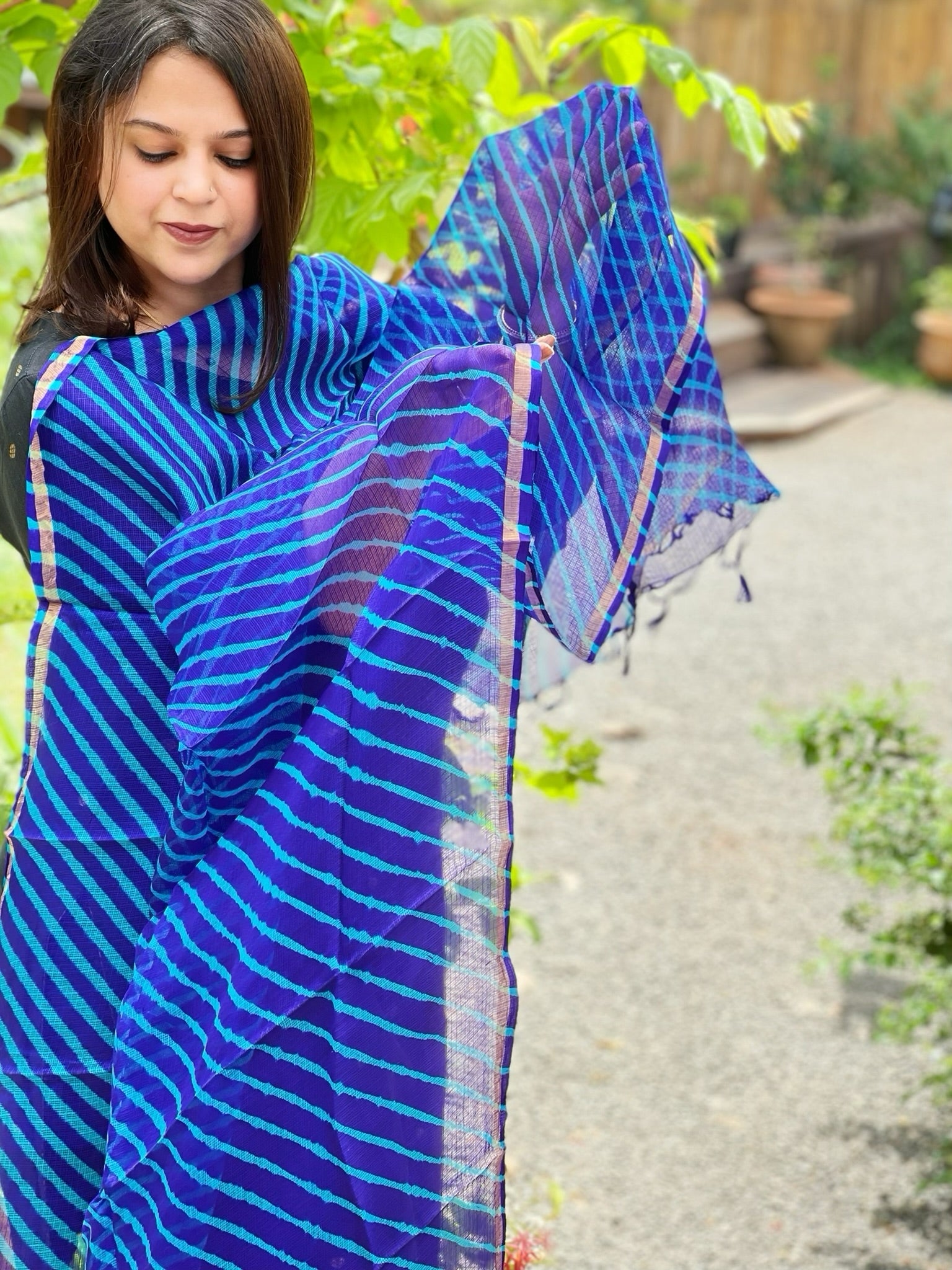 Blue Kota Silk Leheriya Dupatta - Masakalee