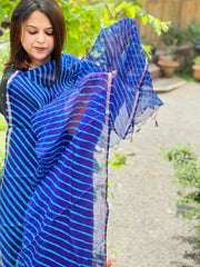 Blue Kota Silk Leheriya Dupatta - Masakalee