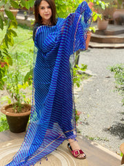 Blue Kota Silk Leheriya Dupatta - Masakalee