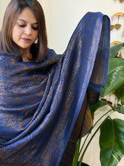 Blue Pashmina Shawl with Zari - Masakalee