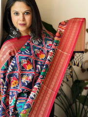 Blue Printed Patola Dupatta in Fine Art Silk - Masakalee
