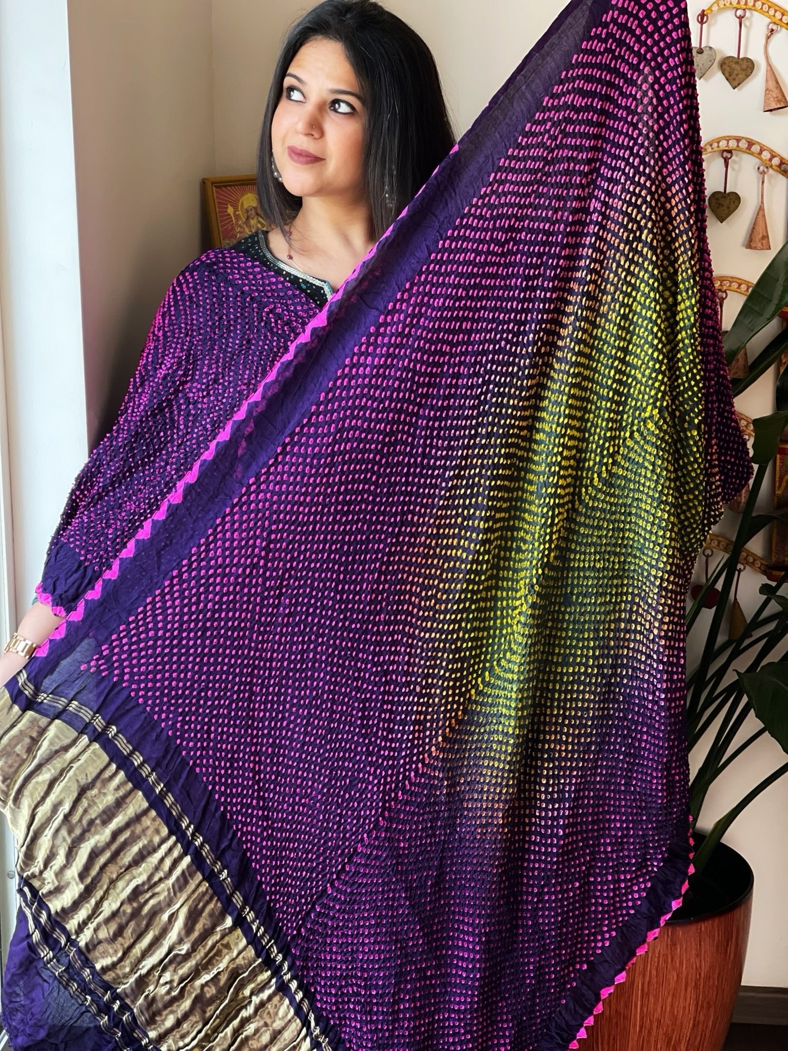 Blue Rai Bandhej Saree in Pure Gajji Silk - Masakalee