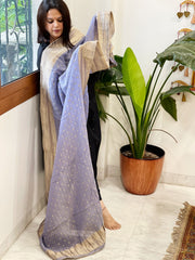 Blue Woven Banarasi Dupatta in Tissue - Masakalee