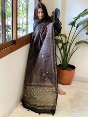 Brown Kota Cotton Handblock Printed Dupatta - Masakalee