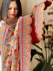 Chinon Dupatta with Thread and Sequin Embroidery - Masakalee