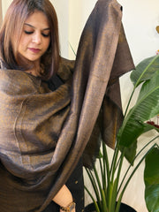 Cola Brown Pashmina Stole with Zari - Masakalee