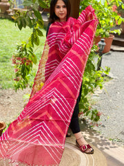 Coral Pink Kota Silk Leheriya Dupatta - Masakalee