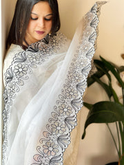 Cotton Dupatta with Cut Work - Masakalee