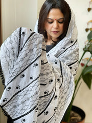 Cotton Patchwork Dupattas with Lace Detailing and Heavy Thread Embroidery - Masakalee