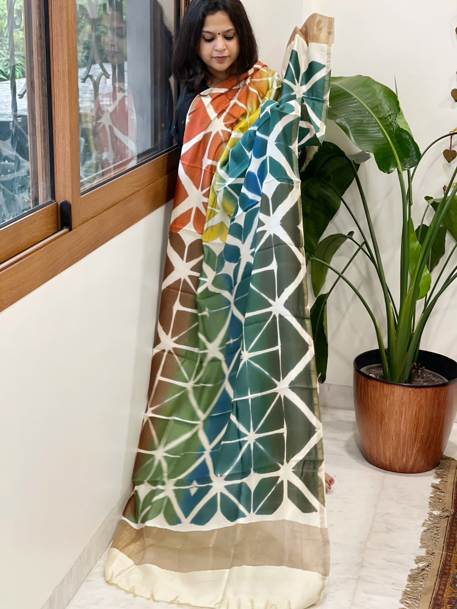 Cotton Silk Clamp Dyed Dupatta - Masakalee