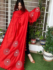 Cotton Silk Dupatta cum Stole with Thread Handwork - Masakalee