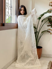 Cream Chanderi Dupatta with Cut Work - Masakalee