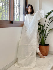 Cream Chanderi Dupatta with Thread and Pearl Embroidery - Masakalee