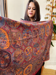 Deep Maroon Woven Kaani Jaal Pashmina Shawl - Masakalee
