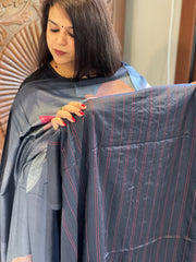 Deep Navy Suit Set with Kantha Stitch Work on Glazed Cotton - Masakalee