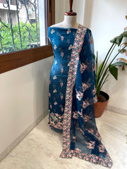 Dupatta Set (Kurta+Dupatta) with Thread Embroidery in Pure Organza - Masakalee