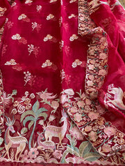 Dupatta Set (Kurta+Dupatta) with Thread Embroidery in Pure Organza - Masakalee