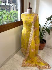 Dupatta Set (Kurta+Dupatta) with Thread Embroidery in Pure Organza - Masakalee
