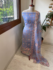 Dupatta Set (Kurta+Dupatta) with Thread Embroidery in Pure Organza - Masakalee