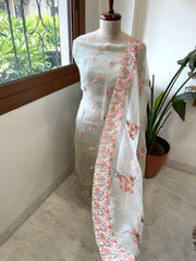 Dupatta Set (Kurta+Dupatta) with Thread Embroidery in Pure Organza - Masakalee