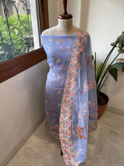 Dupatta Set (Kurta+Dupatta) with Thread Embroidery in Pure Organza - Masakalee