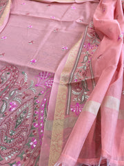 Dupatta Set with Thread Embroidery in Chanderi cotton - Masakalee
