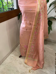 Dupatta Set with Thread Embroidery in Chanderi cotton - Masakalee