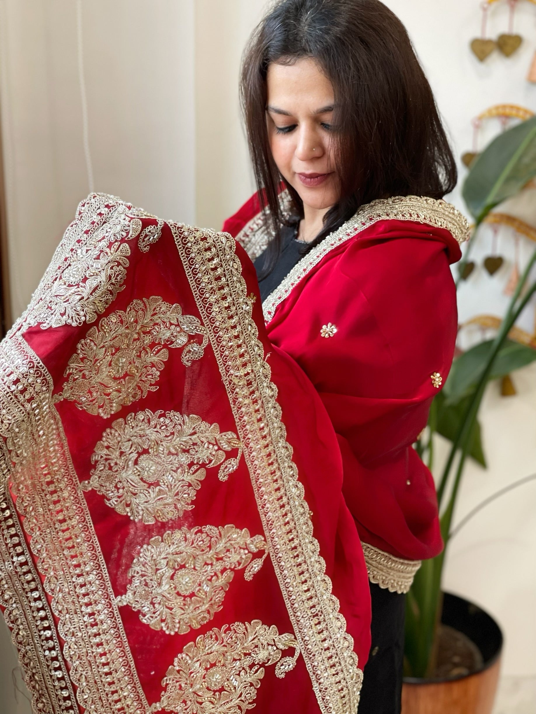 Fine Georgette Dupatta with Zardosi Work - Masakalee