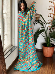 Firozi Handmade Desginer Phulkari Dupatta in Pure Chinon - Masakalee