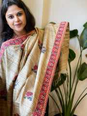 Geecha Silk Dupatta with Thread Embroidery & Patola Border - Masakalee