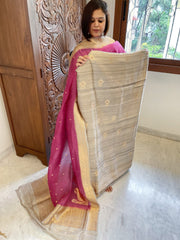 Gold Banarasi Suit Set in Pure Raw Silk with Pure Organza Zari Dupatta - Masakalee