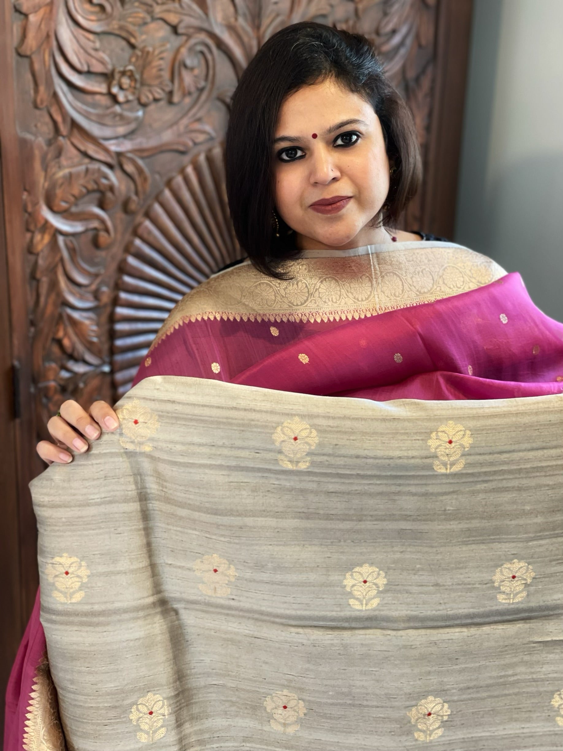 Gold Banarasi Suit Set in Pure Raw Silk with Pure Organza Zari Dupatta - Masakalee