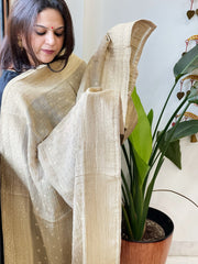 Gold Woven Banarasi Dupatta in Tissue - Masakalee
