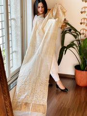Gotapatti Handwork Dupatta in Pure Tussar Silk - Masakalee