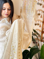 Gotapatti Handwork Dupatta in Pure Tussar Silk - Masakalee