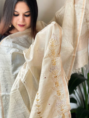 Gotapatti Handwork Dupatta in Pure Tussar Silk - Masakalee