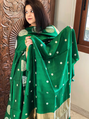 Green Designer Banarasi Suit Set in Pure Silk - Masakalee